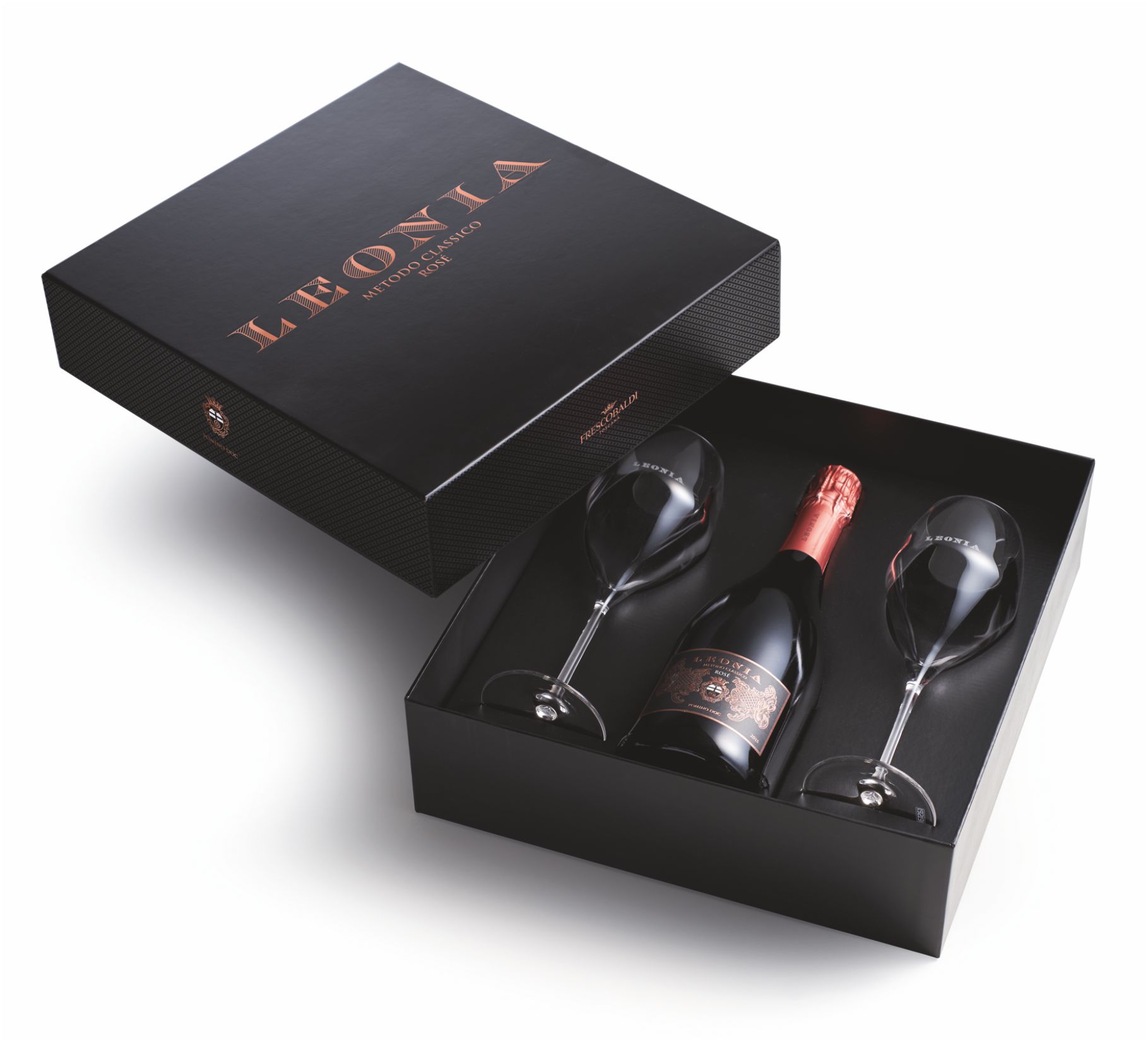 Oferte la Vin Spumant Rose Brut Millesimato Leonia Doc 0.75l + Pahare