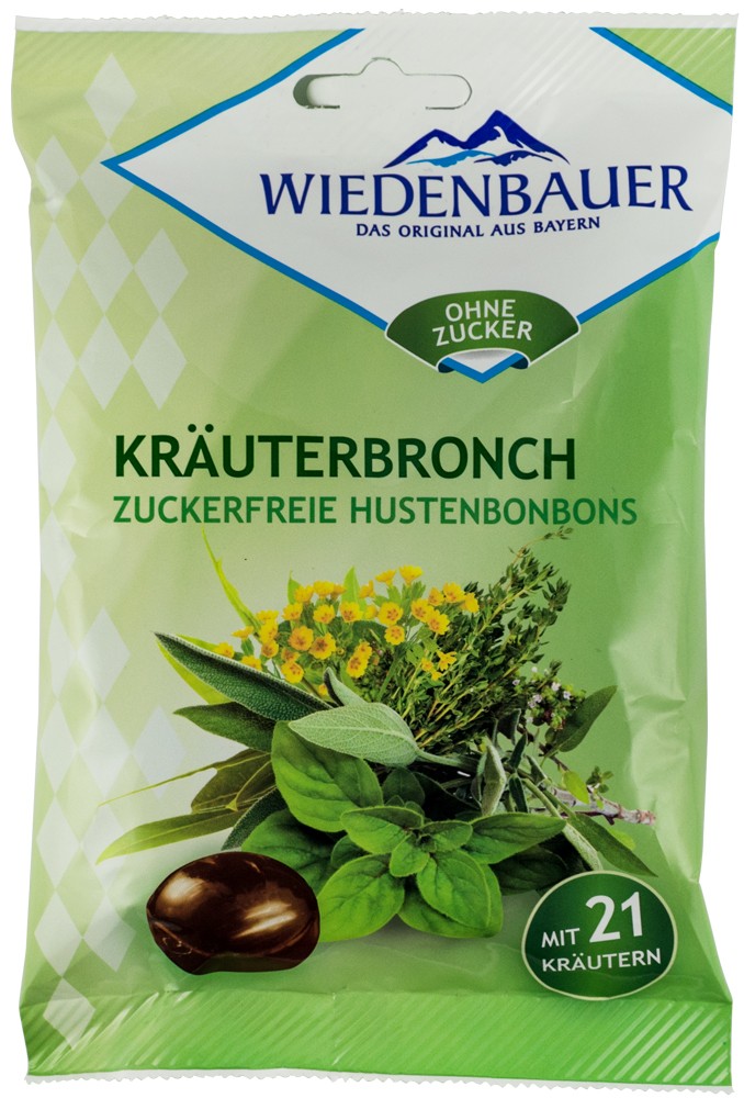Oferte la Bomboane fara zahar pentru tuse cu 21 de plante medicinale, 75g Wiedenbauer
