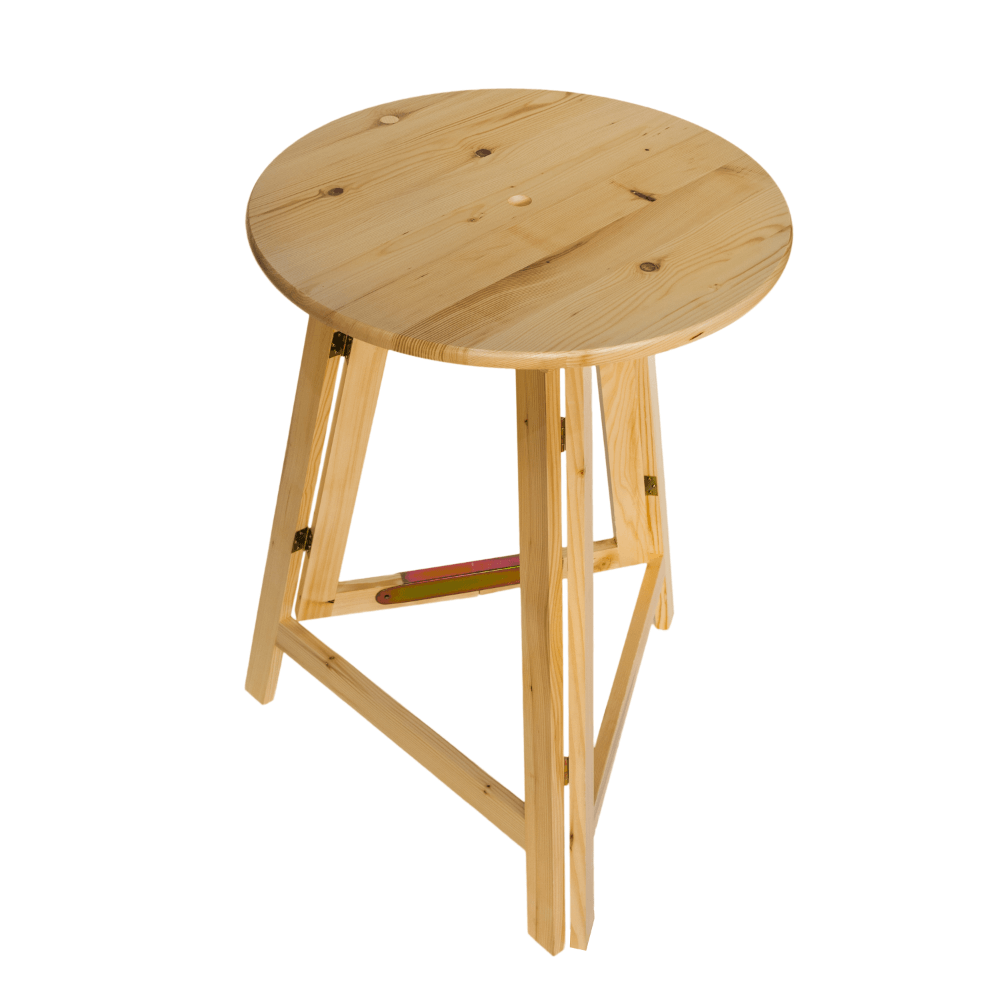 Masa rotunda pliabila gradina BucinMob Party, lemn masiv rasinoase, natur, diametru 78 cm, 110 cm