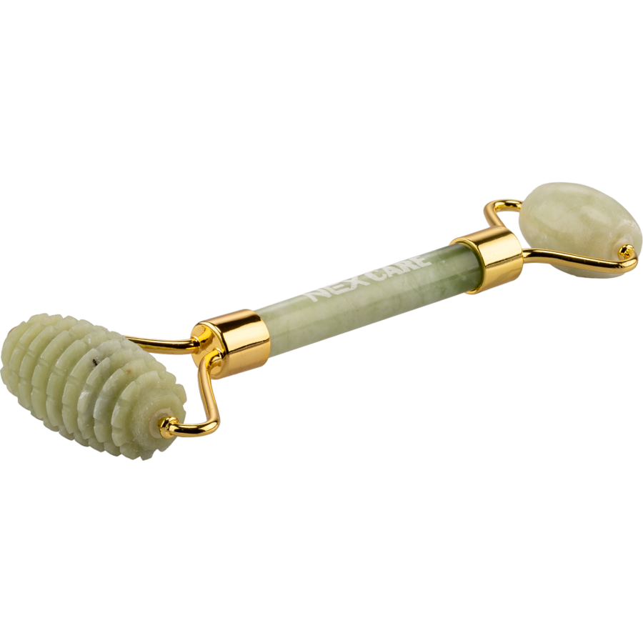 Oferte la Rola Jad CARE pentru masaj facial si corporal, Jade Roller, Jad Natural cu functii antirid, anticearcane, lifting si tratamente faciale, Verde