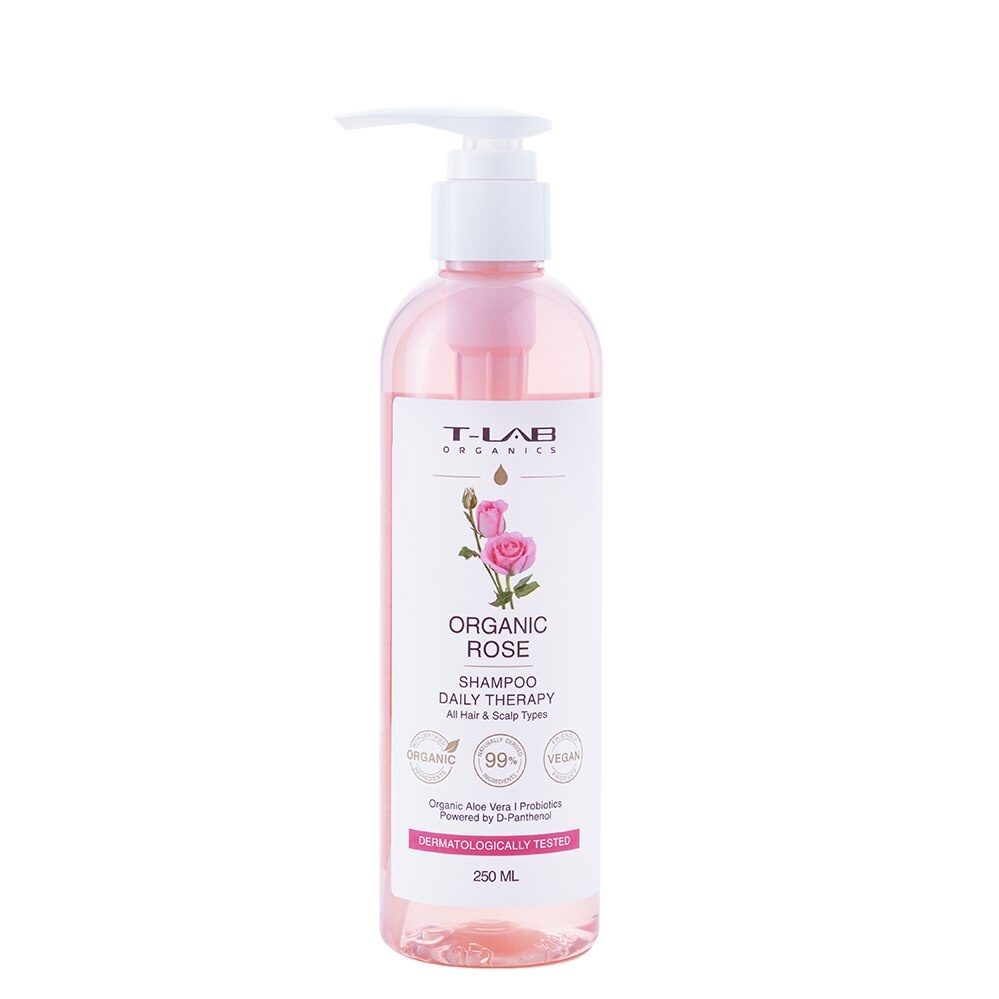 Oferte la Sampon de par natural pentru imbunatatirea cresterii parului, T-LAB Organics, Organic Rose Daily Therapy, 250ml