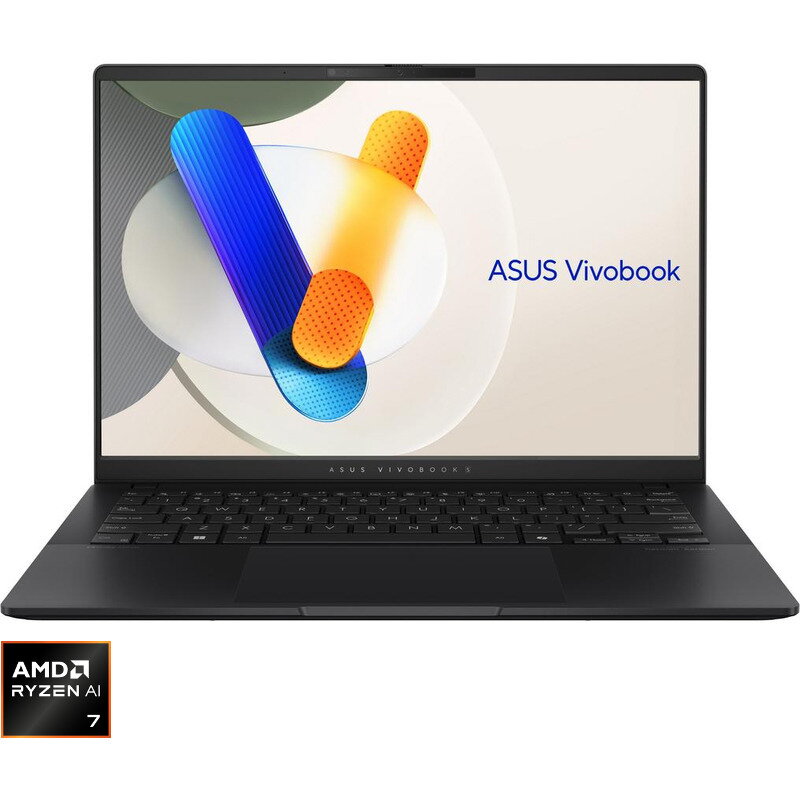Laptop VivoBook S14 OLED 14 inch AMD Ryzen AI 7 350 24GB 1TB SSD Radeon 860M Free Dos Neutral Black