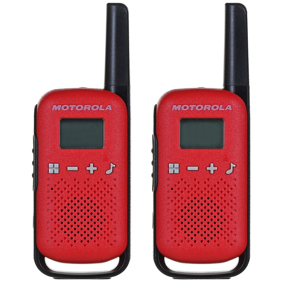 Oferte la Set 2 Statii Radio TALKABOUT T42 16 Canale Display LCD Rosu/Negru