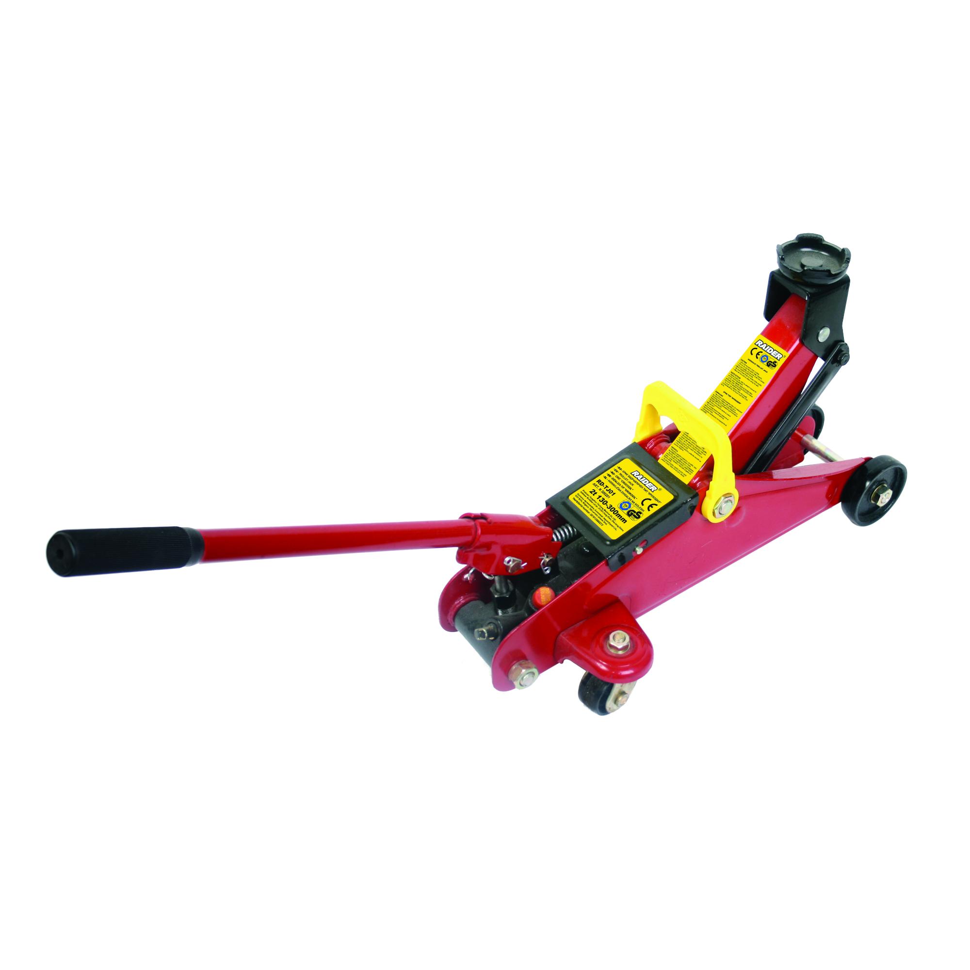 Oferte la Cric hidraulic crocodil Raider 2T RD-TJ01, roti metalice si cutie de transport, inaltime ridicare 130-300 mm