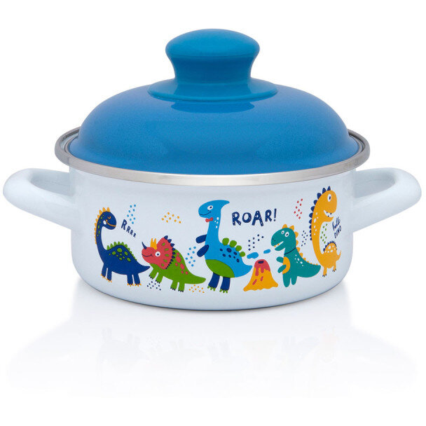 Oferte la Cratita Mica cu Capac Dino Capacitate 1L Diametru 14CM Alb/Albastru