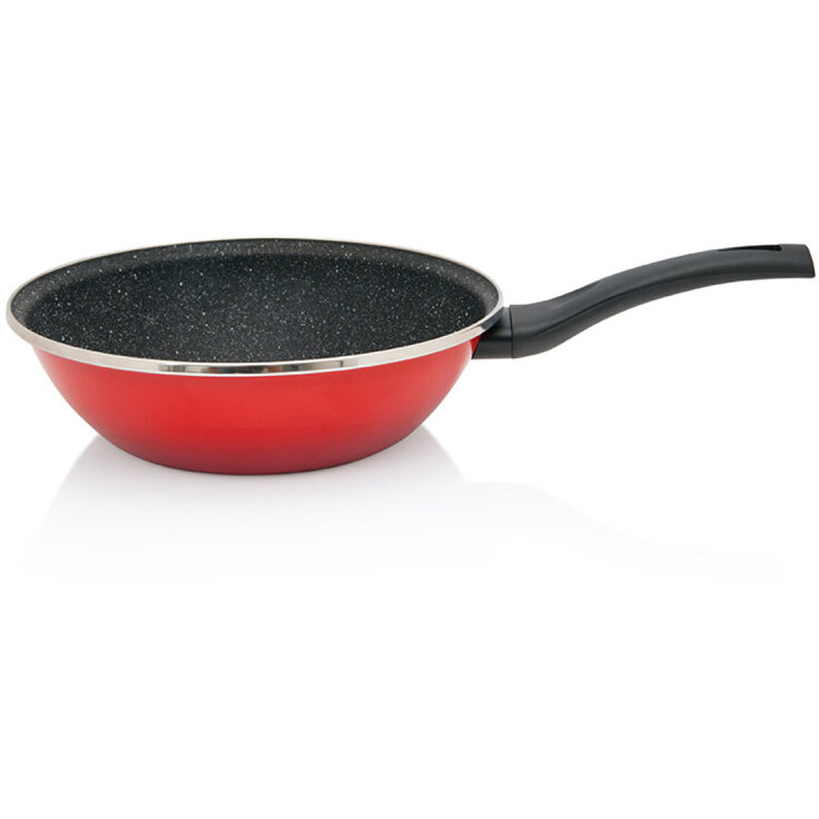 Oferte la Tigaie Wok Granit Induction 3.5L 28CM Rosu/Negru