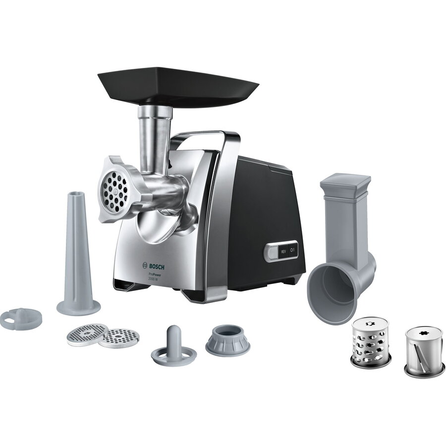 Oferte la Masina de tocat carne Bosch MFW67440, 2000 W, 3.5 Kg/min, Negru-Argintiu