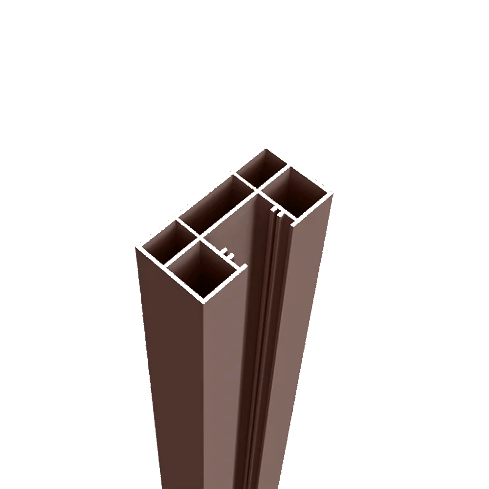 Cadru de gard tip C multifunctional ranforsat, aluminiu, maro, 2000 x 30 x 60 mm