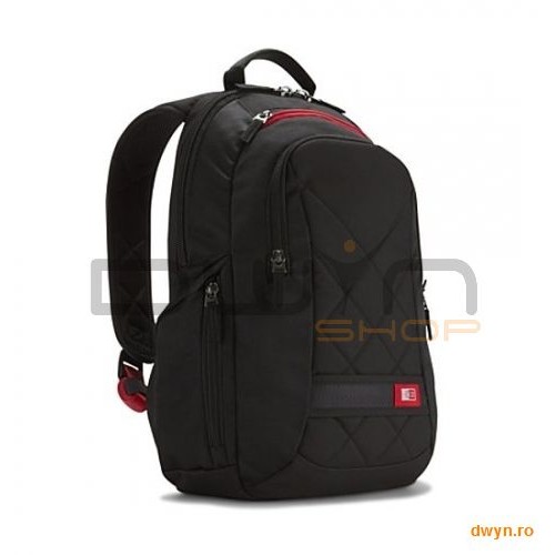 Oferte la Rucsac laptop 14.1' Case Logic, buzunar frontal, 2 buzunare laterale, poliester, black 'DLBP114K'