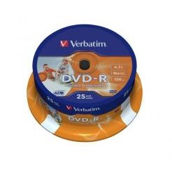 Oferte la Verbatim DVD-R [ 4.7GB, 16x, spindle, argintiu mat, 25 bucati ]
