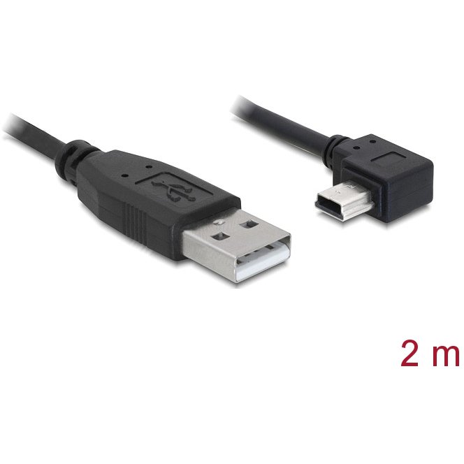 Oferte la Delock cable USB 2.0-A male > USB mini-B 5pin male angled 2m