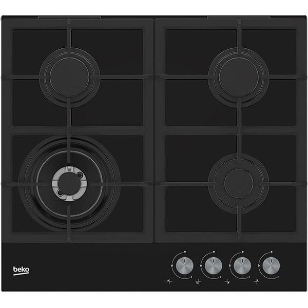 Oferte la Plita incorporabila Beko HILW64225S, alimentare gaz, 4 zone de gatit, wok, 2 gratare din fonta, 60 cm, negru