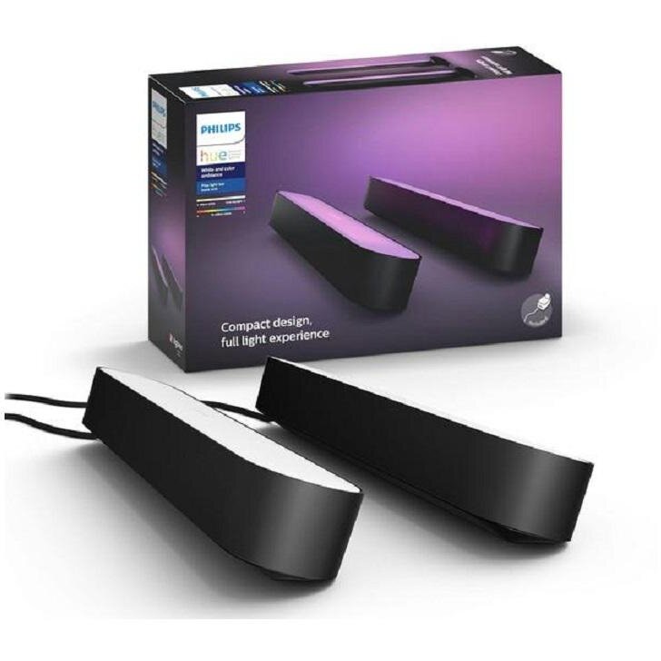 Oferte la Pachet 2 lampi LED integrat Philips HUE Play, 530 lm, A+, ambianta alba si color, 25.3 cm, Negru
