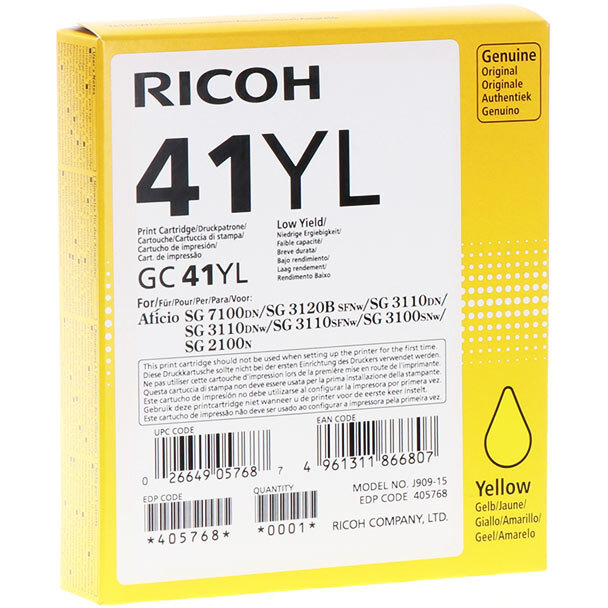 Oferte la CARTUS TONER YELLOW 405768 GC-41YL 0,6K ORIGINAL RICOH AFICIO SG 2100N
