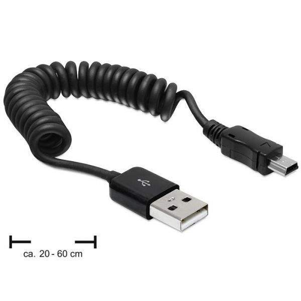 Oferte la Cablu Delock USB 2.0-A tata la mini USB tata, spiralat, rezistent si flexibil