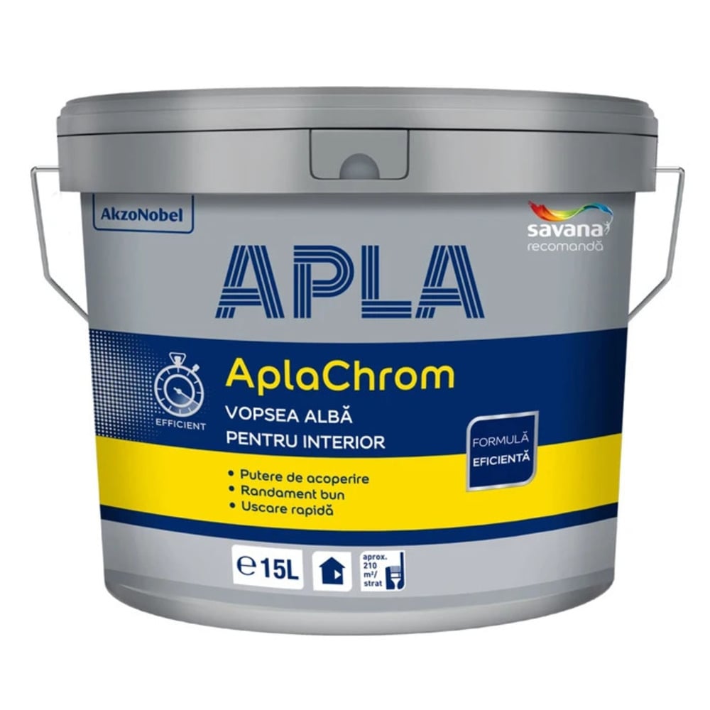Oferte la Vopsea lavabila Apla Chrom, alba, pentru interior, 15 L