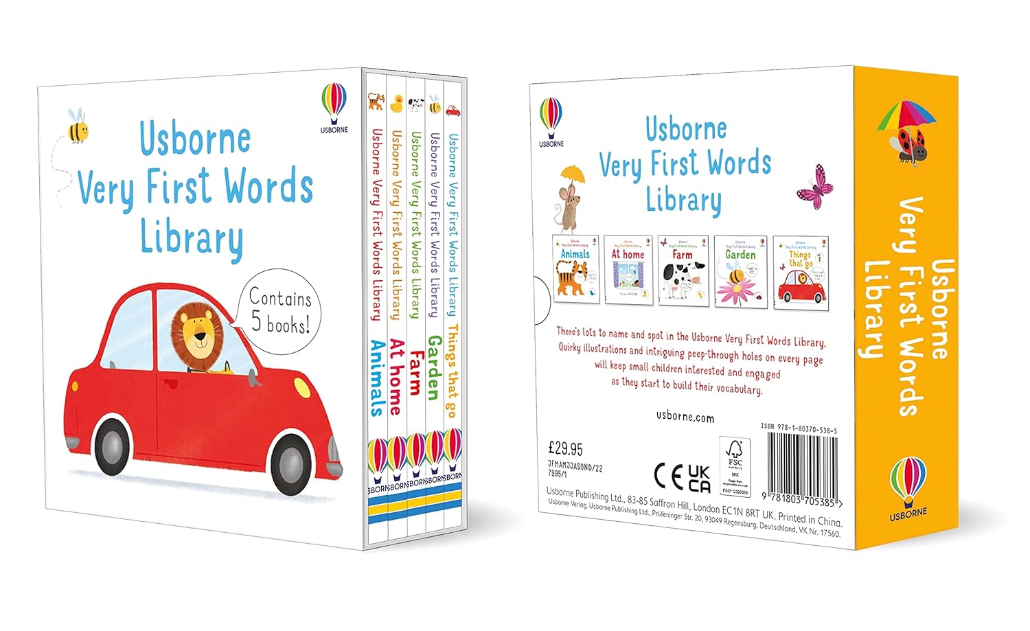 Usborne Very First Words Library Collection Usborne - Set 5 carticele in limba engleza