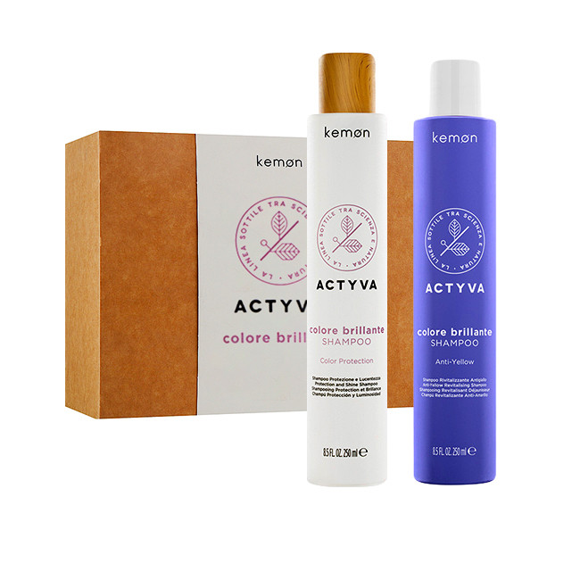 Oferte la Set pentru par vopsit Kemon Actyva Colore Brillante, Sampon 250 ml + Sampon 250 ml