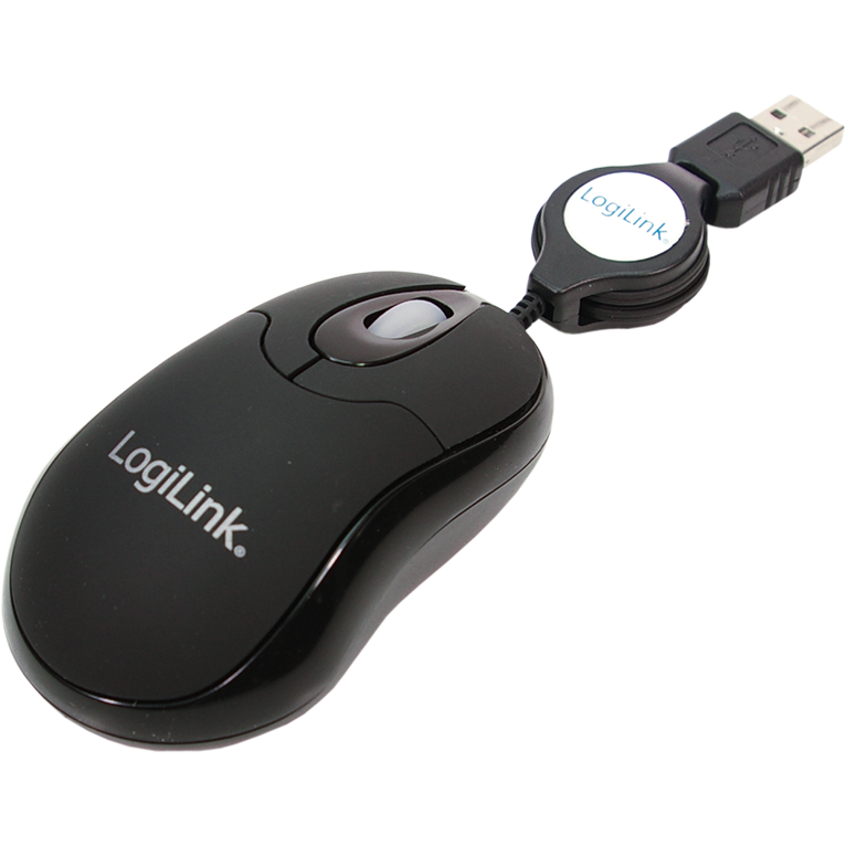 Oferte la Mouse ID0016, USB, optic, 800 dpi, negru, fir retractabil