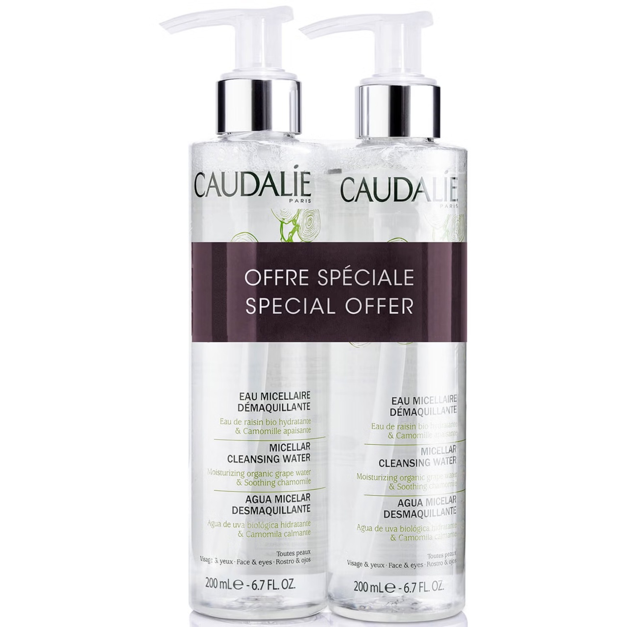 Oferte la Set Duo Caudalie, Apa Micelara Demachianta, pentru toate tipurile de ten, 2 x 200 ml