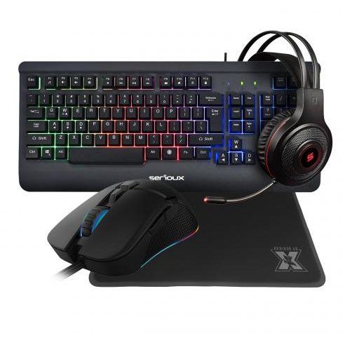 Oferte la Kit Gaming Kayel 4 in 1 Tastatura Mouse Casti Mousepad Negru