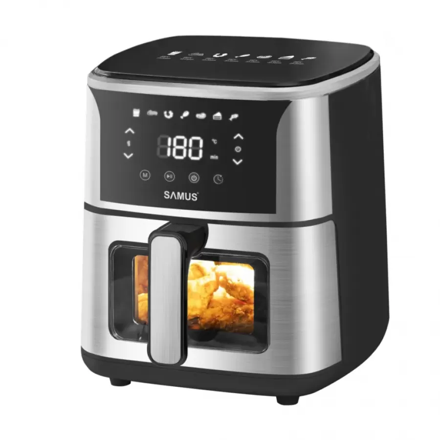 Oferte la Friteuza cu Aer Cald AF5-S1400DW  Putere 1400W Capacitate 5L Display LED Negru/Gri