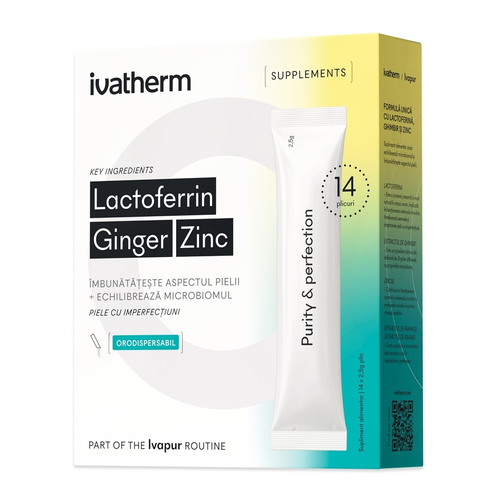 Oferte la Lactoferrin Ginger Zinc, orodispersabile, Ivatherm, 14 plicuri