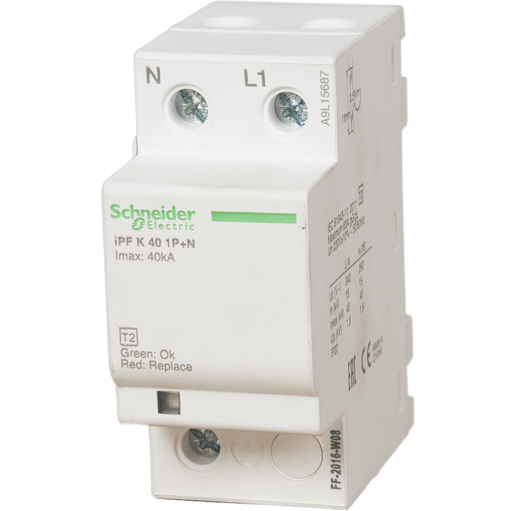 Descarcator supratensiune Schneider A9L15687, 1P+N, 340V, IPFK 40