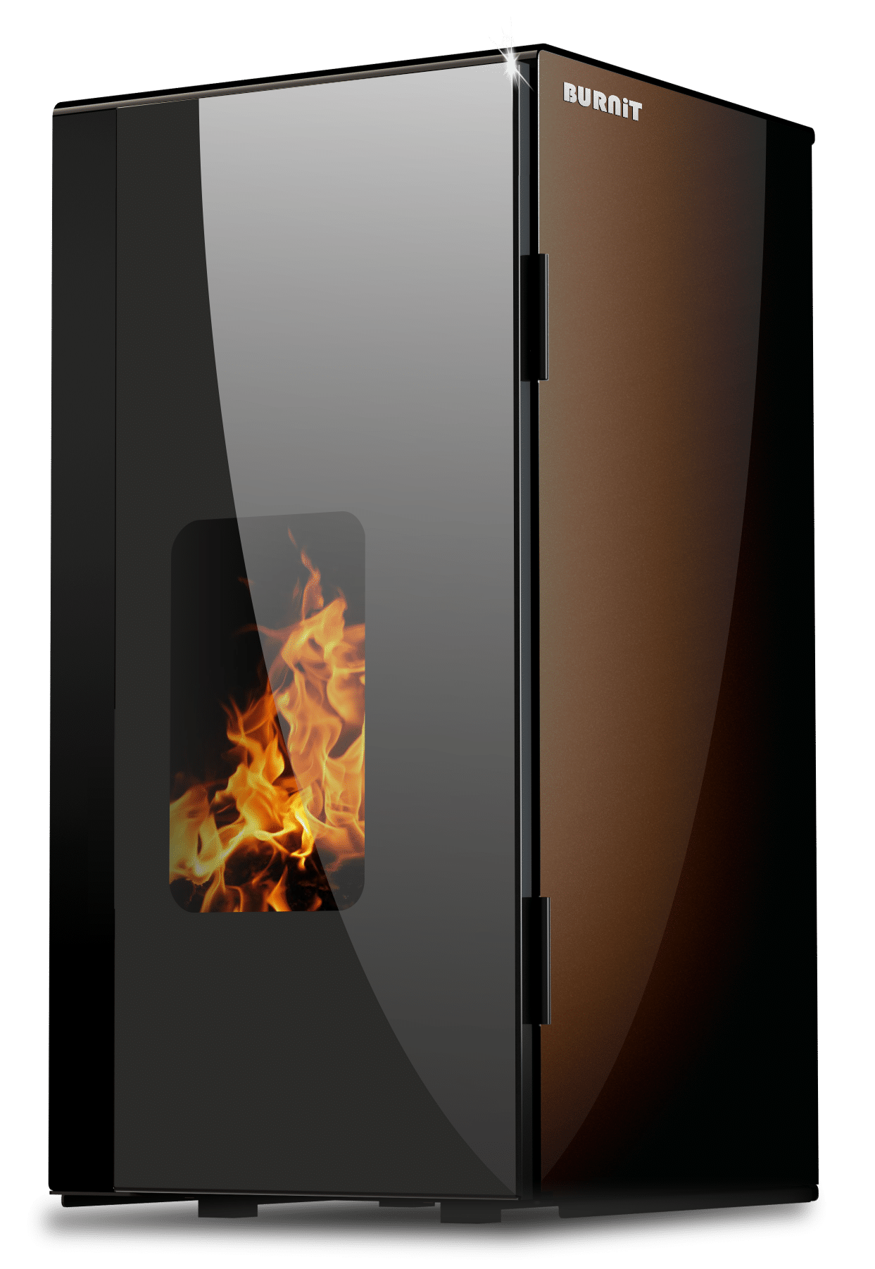 Centrala termosemineu pe peleti Burnit Vision Brown 25 kw echipata  cu pompa de circulatie vas de expansiune automatizare suprafata pana la 160 metri patrati