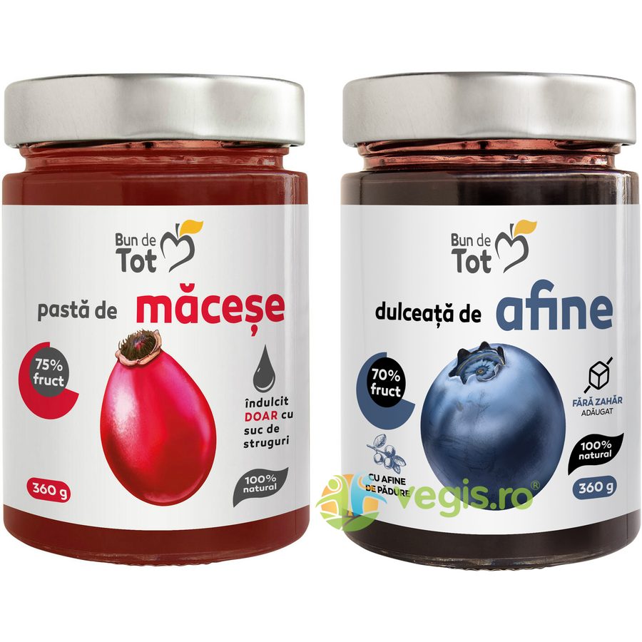 Oferte la Pachet Pasta de Macese fara Zahar 360g + Dulceata de Afine fara Zahar 360g