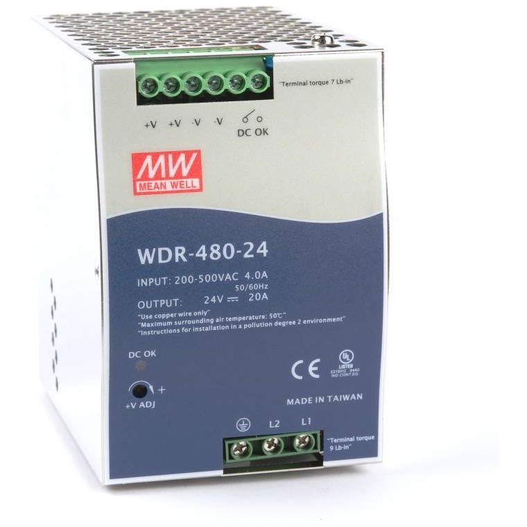 Sursa in comutatie AC-DC Mean Well WDR-480-24, 24V, 20A, 480W