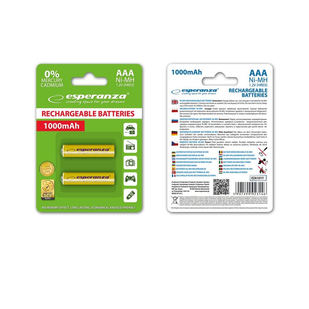Oferte la Esperanza EZA101Y Baterii reîncărcabile Ni-MH AAA 1000MAH 2PCS.