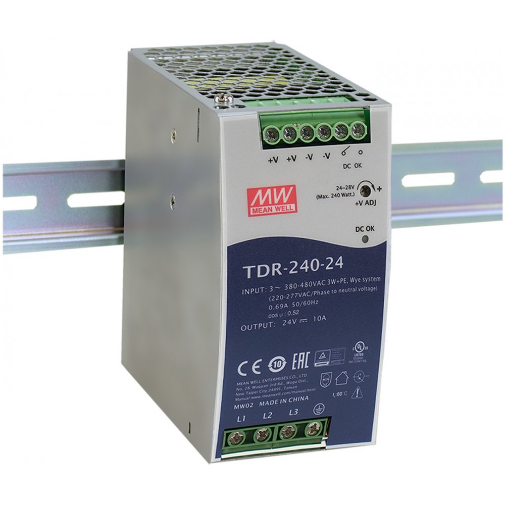 Oferte la Sursa Mean Well TDR-240-24, 24V, 10A, Trifazata, Sina DIN