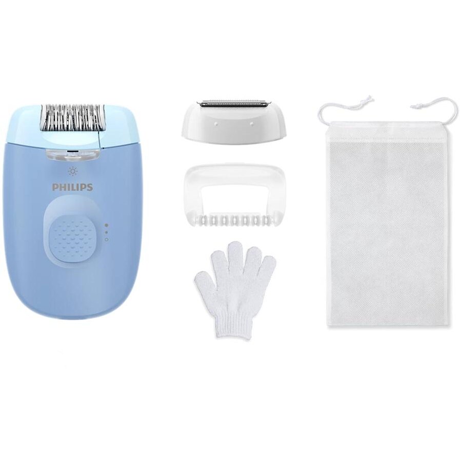 Oferte la Epilator cu Fir Seria 4000 BRE247/00 2 Setari de Viteza Cap de Epilare Lavabil 4 Accesorii Lumina LED Albastru