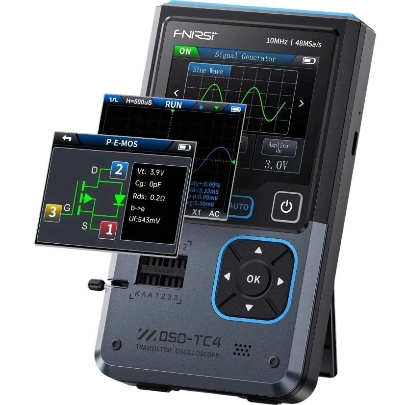 Oferte la Osciloscop digital portabil cu generator de semnale, tester tranzistori, 48MSa/s, 10MHz, FNIRSI DSO-TC4 / OSCIL-DSOTC4-FNR 5948636047554 / 59070855271