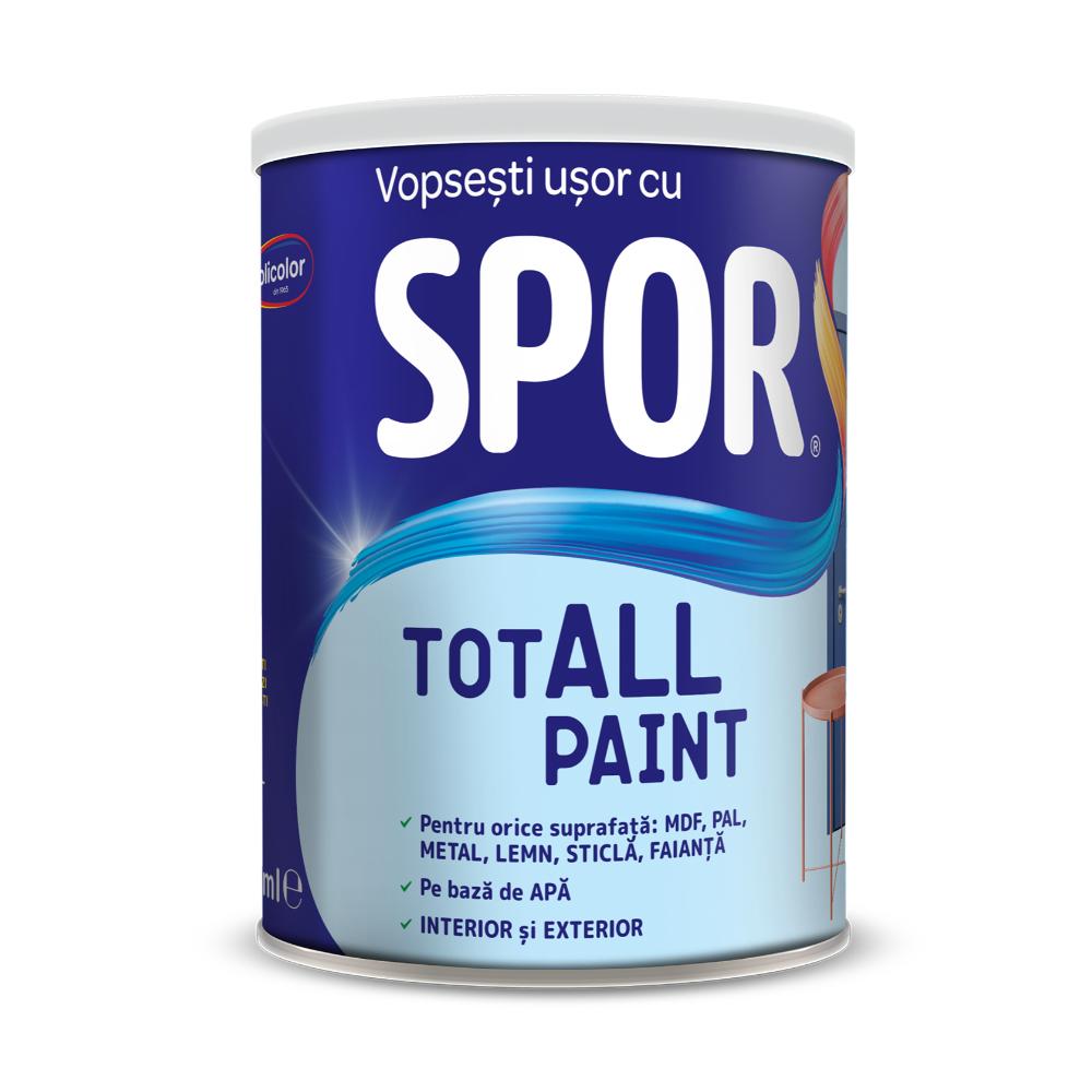 Oferte la Vopsea pentru lemn/metal/sticla Spor Totall Paint, pe baza de apa, interior/exterior, nordic, 0.6 l