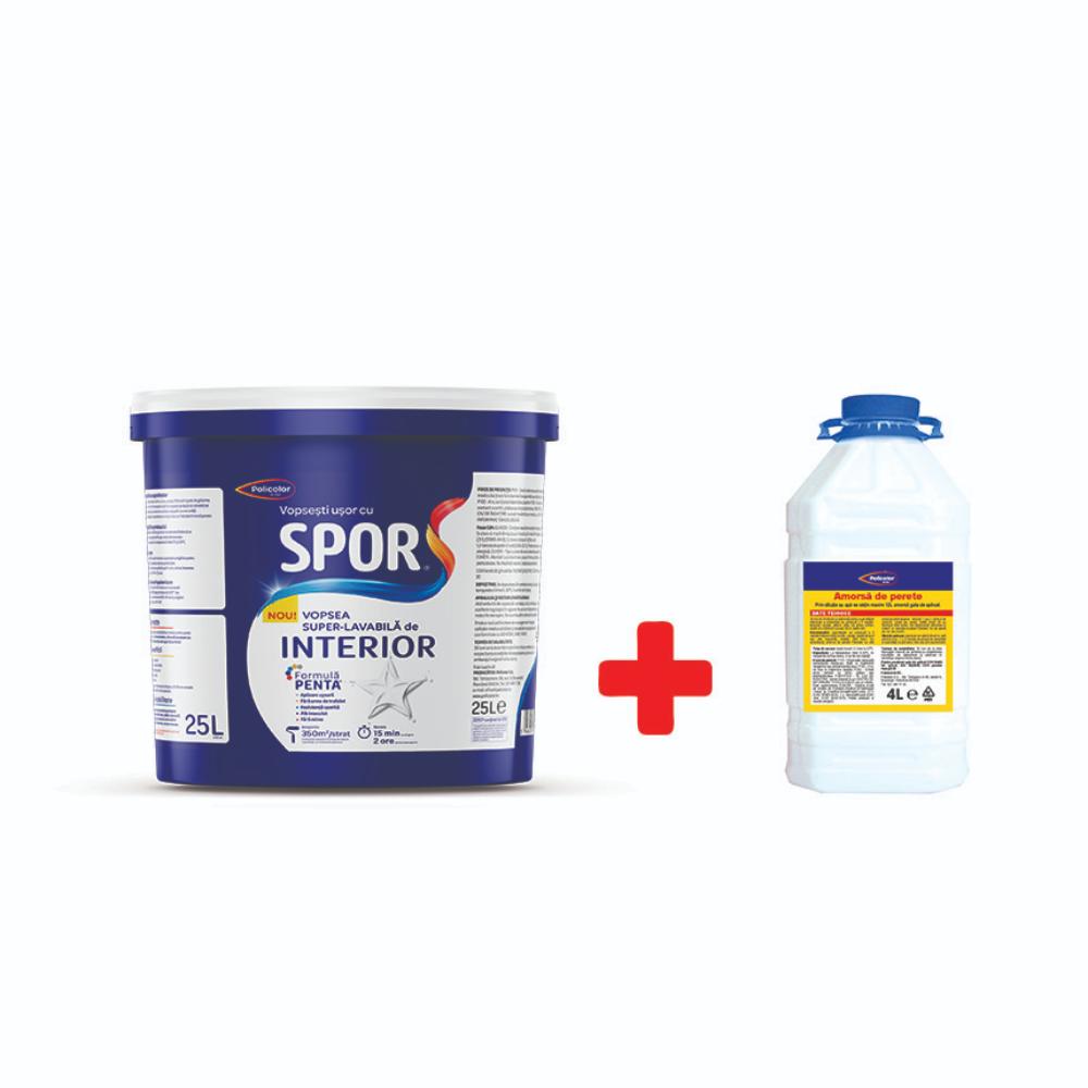 Oferte la Vopsea superlavabila interior Spor, alb, 25 l + amorsa 4 l