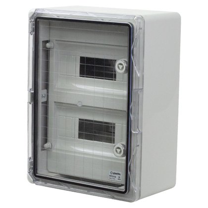 Oferte la Cutie modulara IP65 din ABS gri, usa transparenta, 2 x 12 module, 300x400x170 mm PP3114