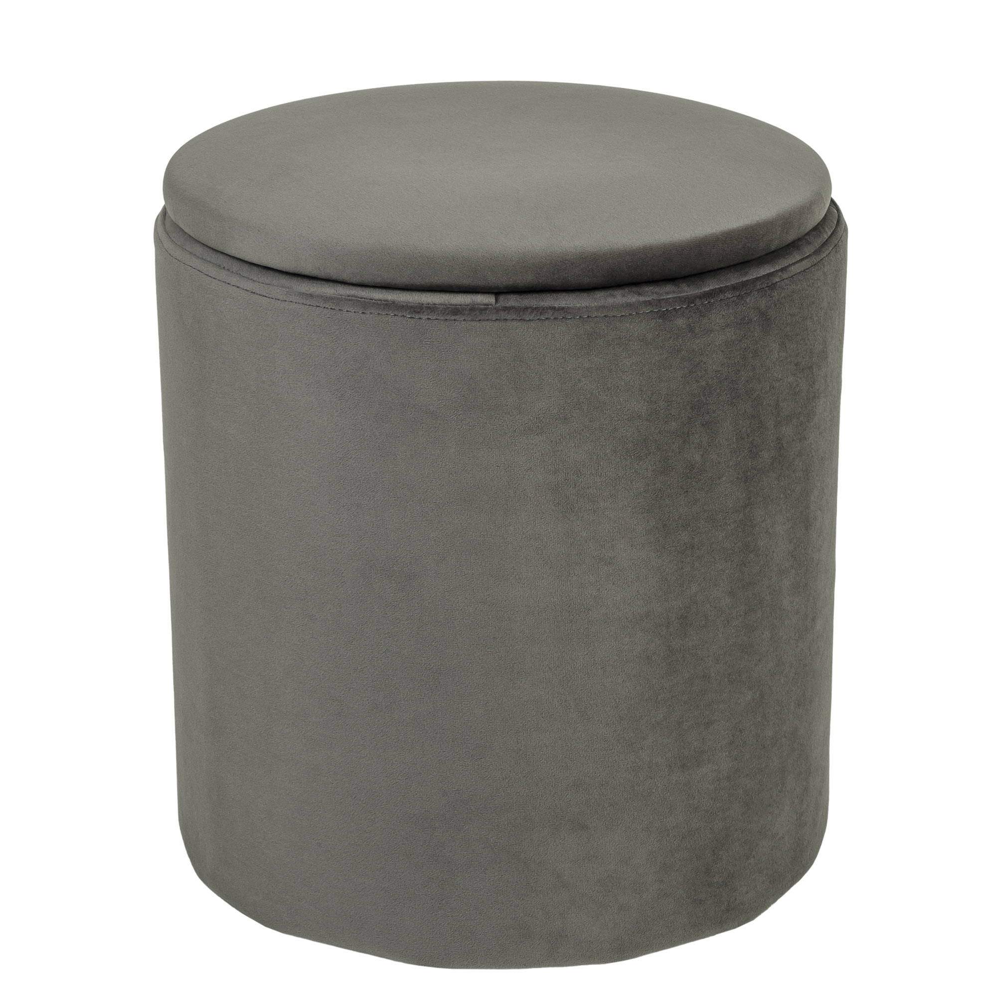 Oferte la Taburet Nadia, stofa gri petrol H49, cu spatiu depozitare, rotund, 37 x 37 x 42 cm