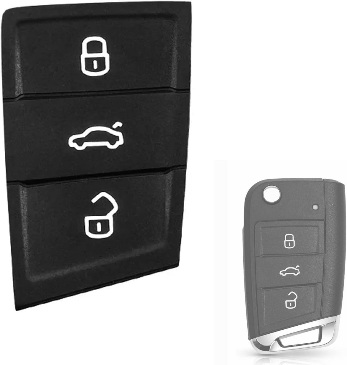 Oferte la Membrana Cauciuc Butoane Cheie Auto VW Golf 7, Polo, Seat Leon, Ibiza, Ateca, Skoda Kodiaq, Karoq, Fabia – Pad Cheie 3 Butoane Compatibil Modele VAG