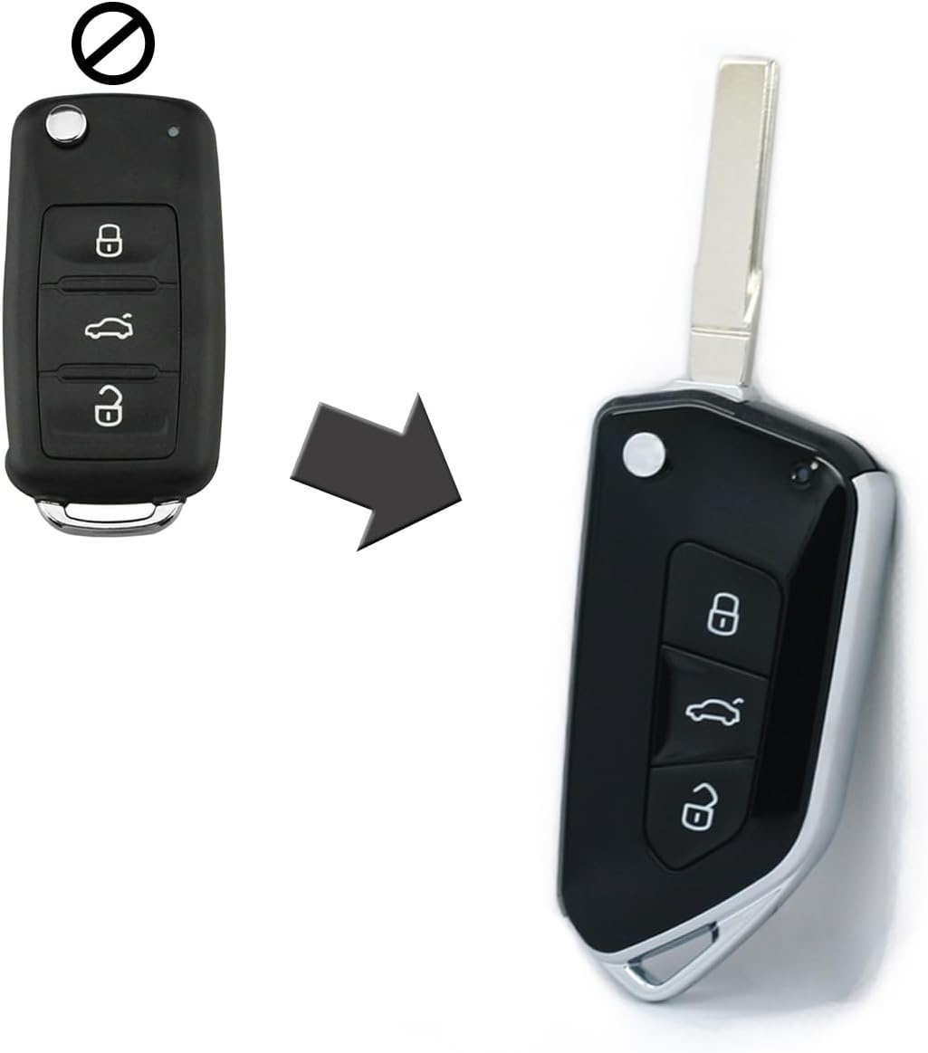 Oferte la Carcasa Cheie Auto tip Briceag Techstar Modificata, 3 Butoane, Compatibila Volkswagen Golf 5, Passat B6, Touran, Jetta, Skoda Octavia 2 – design sport, model imbunatatit