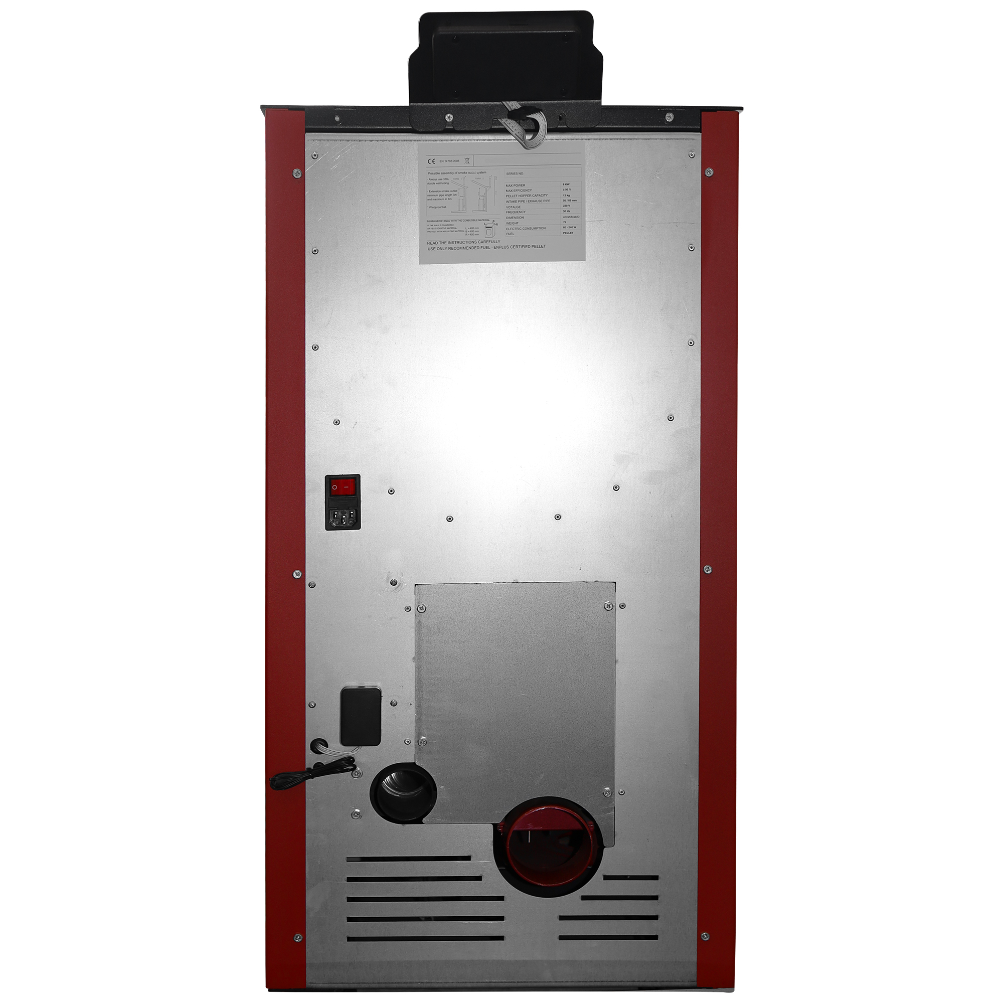 Oferte la Pachet Semineu pe peleti cu aer cald Fiama Fuoco 8 kw aprindere electrica tiraj fortat wifi focar din fonta recomandat pentru 75 mp BordeauxKit evacuare 2.5