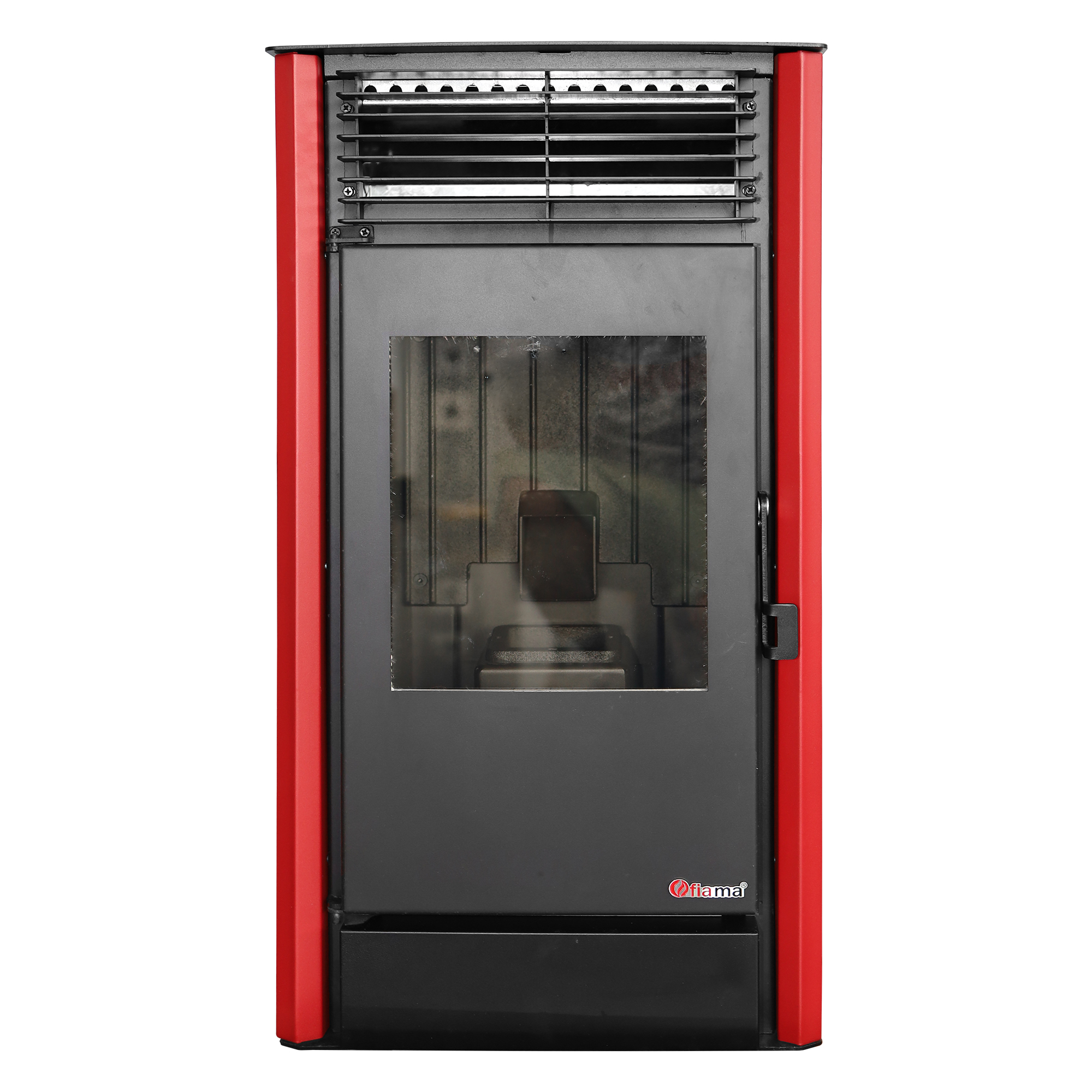 Oferte la Pachet Semineu pe peleti cu aer cald Fiama Fuoco 8 kw aprindere electrica tiraj fortat wifi focar din fonta recomandat pentru 75 mp Bordeaux  Kit evacuare 3.5 ml si Aspirator cenusa