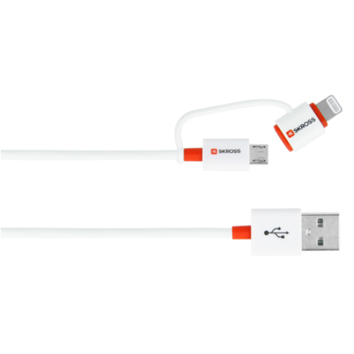 Oferte la Cablu USB Essentials Line 2 in 1 cu Conector MicroUSB si Lightning 1m Alb