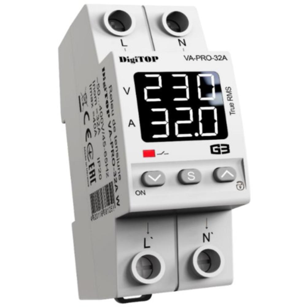 Oferte la Releu protectie tensiune DigiTop VA-PRO-32A, monofazat, True RMS, afisaj digital
