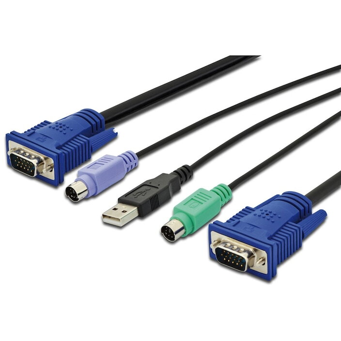 Oferte la Set de cabluri, Digitus, VGA, mouse PS/2, tastatura PS/2, USB, Multicolor