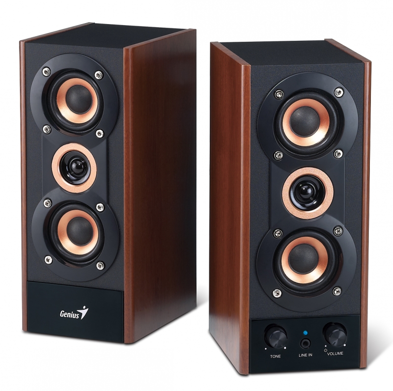 BOXE 2.0 GENIUS 'SP-HF800A', RMS: 10Wx2, black&amp;cherry wood, line in '31730997100' , BOXSP-HF800A (include timbru verde 1 leu)