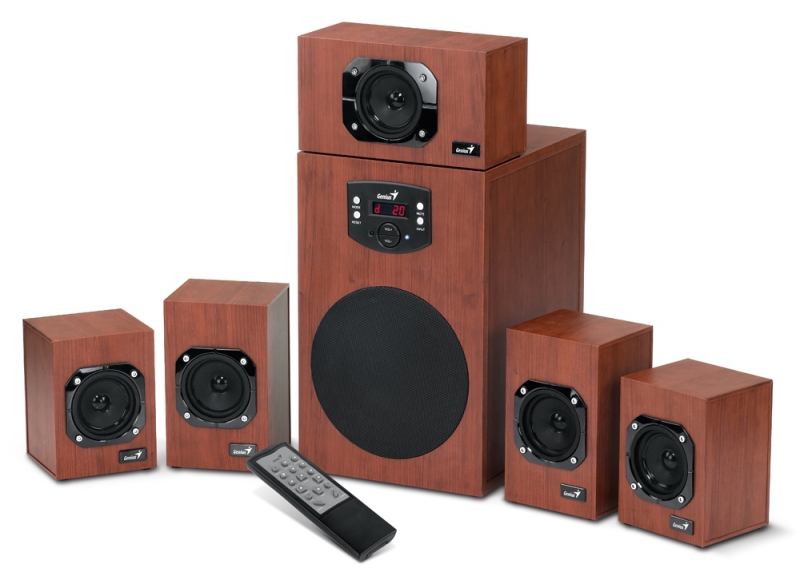 BOXE 5.1 GENIUS 'SW-HF5.1 4600', RMS: 16Wx5 + 45Wx1, wood, telecomanda '31731028100' (include timbru verde 1 leu)