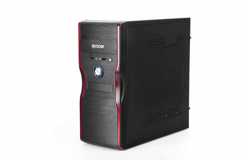 Oferte la CARCASA Spacer  Mercury cu sursa 450W, ATX Mid-Tower, Front USB+Audio, (Full Black), 'SPC-MERCURY'