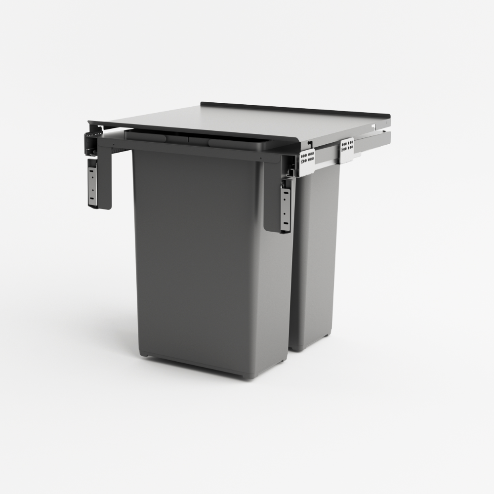 Oferte la Sistem cos gunoi incorporabil H53 Compagnucci, plastic si metal, antracit, 600 mm, 2 x 35 l